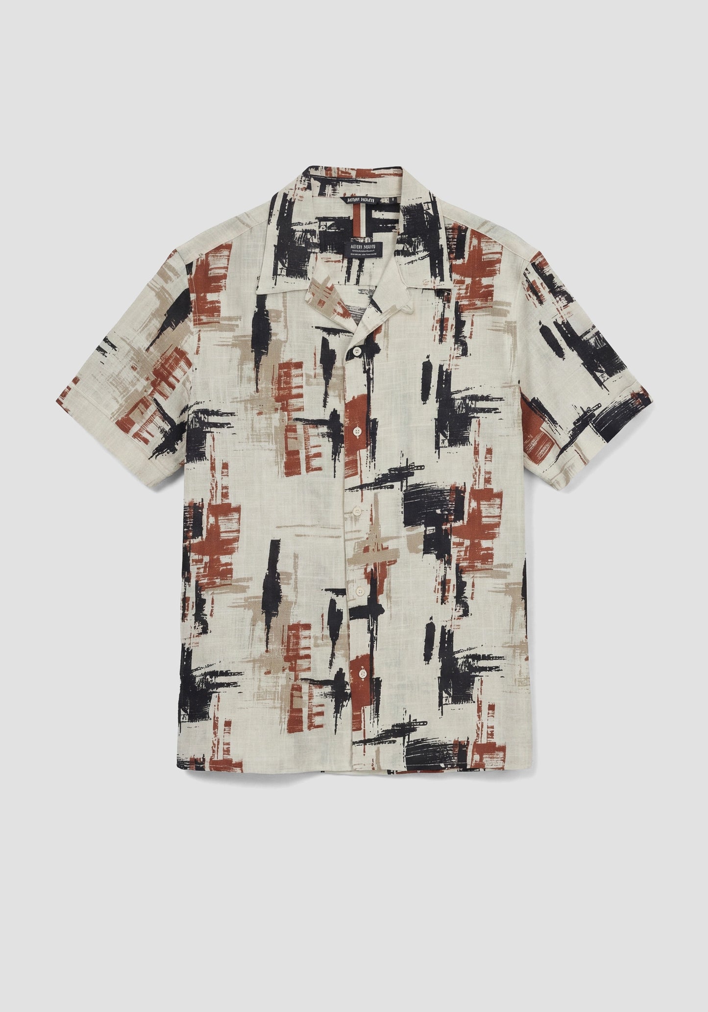 CHEMISE RELAXED STRAIGHT FIT « HONULULU » EN VISCOSE MÉLANGÉE FLAMMÉE À MOTIF ABSTRAIT