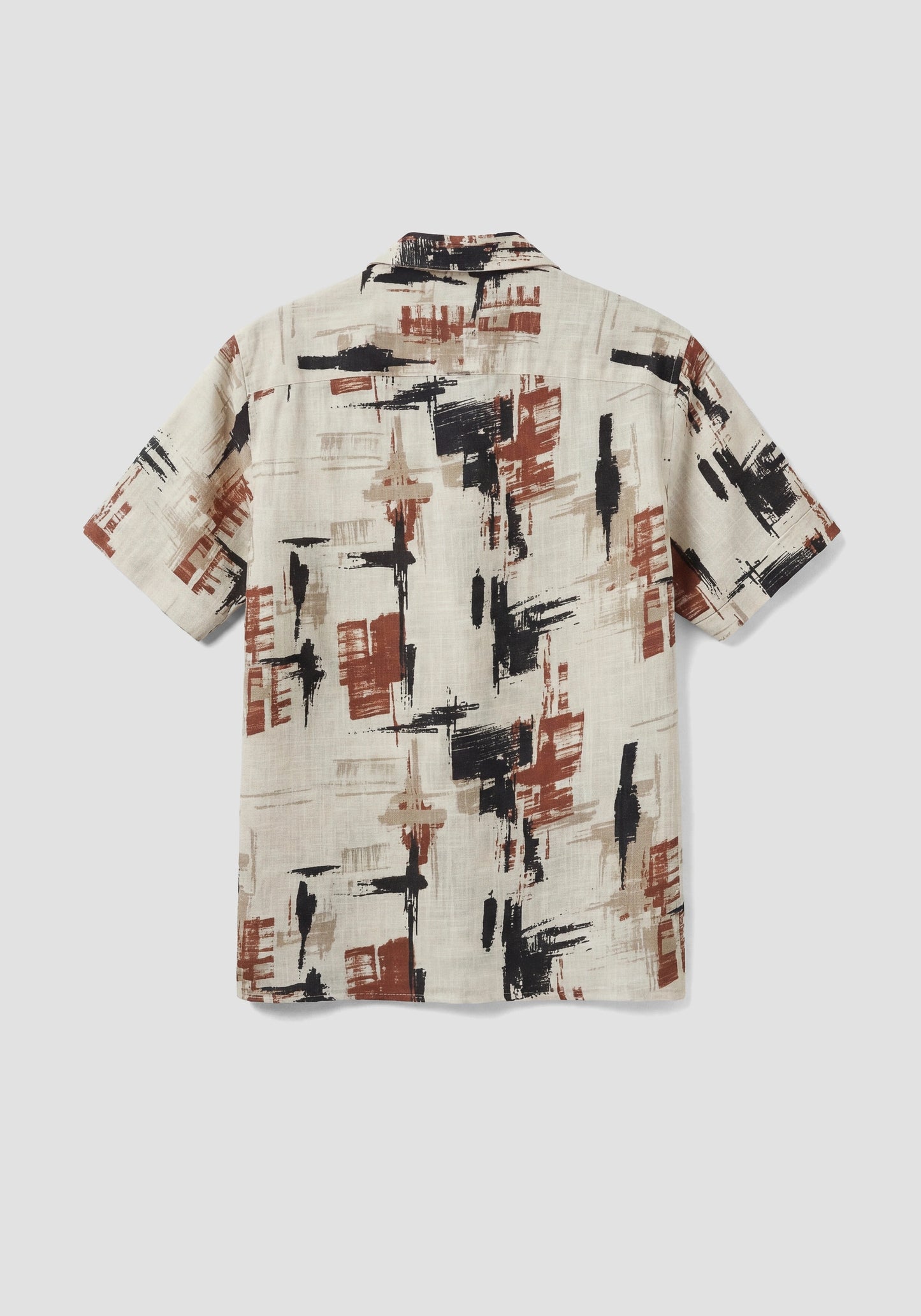 CHEMISE RELAXED STRAIGHT FIT « HONULULU » EN VISCOSE MÉLANGÉE FLAMMÉE À MOTIF ABSTRAIT