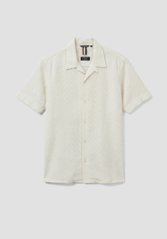 CHEMISE RELAXED FIT « HONULULU » EN POPELINE DE COTON BRODÉE