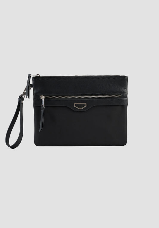 POCHETTE EN NYLON ET SIMILICUIR