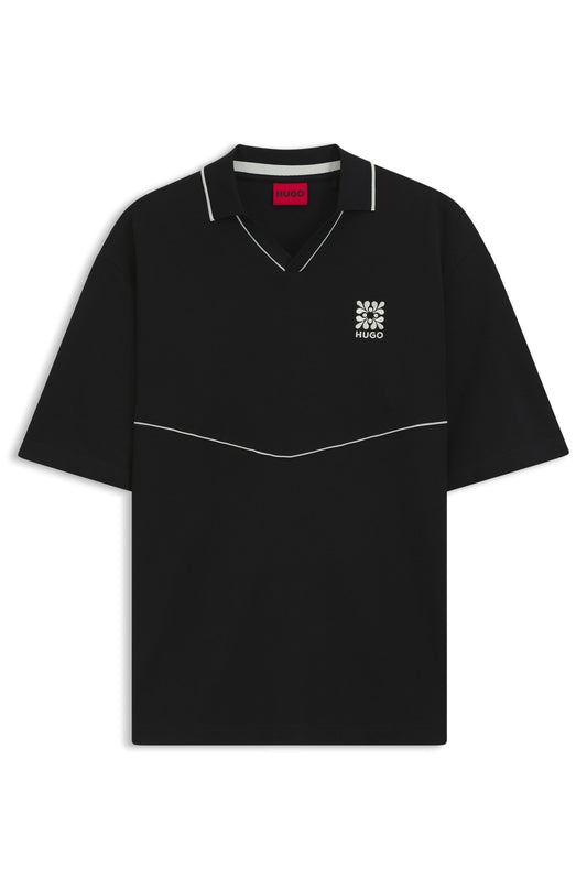 Polo à col Johnny avec logo brodé