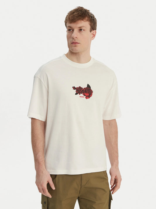 T-shirt Oversized Fit en coton avec motif graphique biker et roses