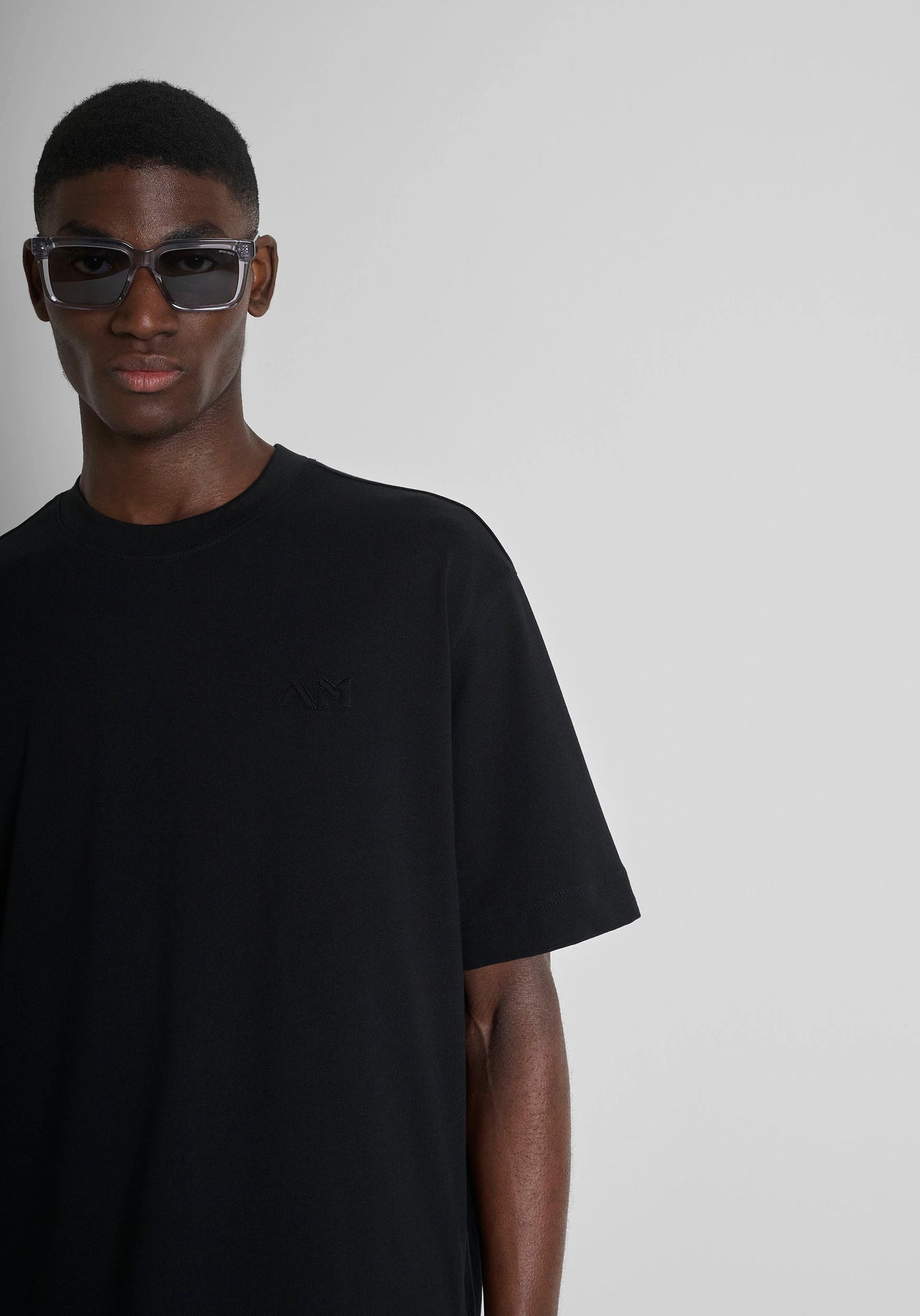 BOXY FIT COTTON JERSEY CREW NECK T-SHIRT WITH EMBROIDERED LOGO