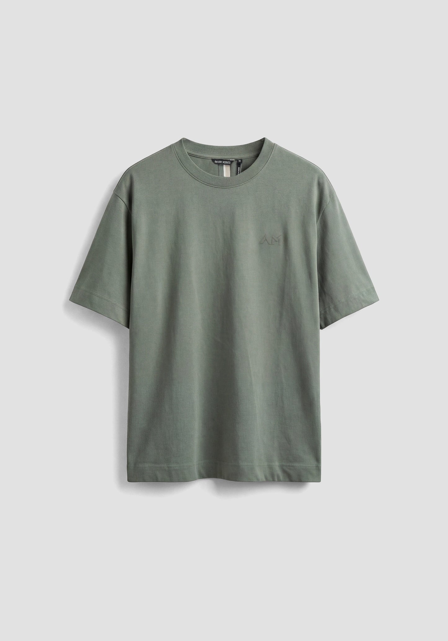 BOXY FIT COTTON JERSEY CREW NECK T-SHIRT WITH EMBROIDERED LOGO