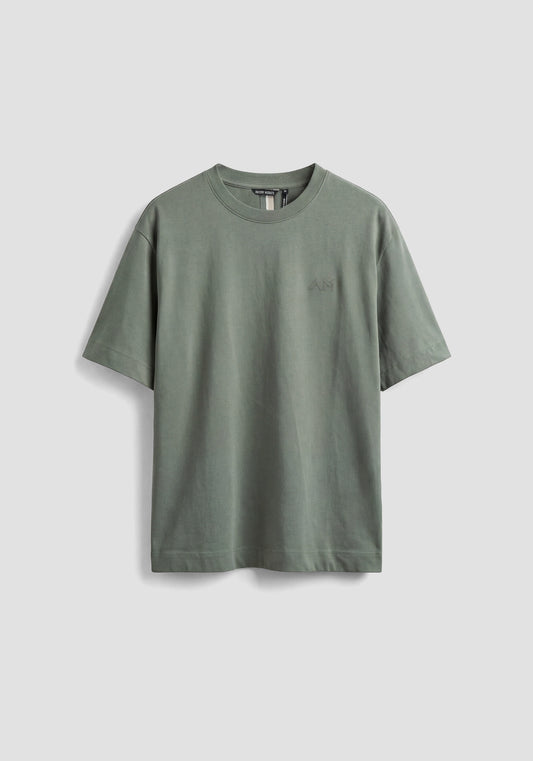 BOXY FIT COTTON JERSEY CREW NECK T-SHIRT WITH EMBROIDERED LOGO