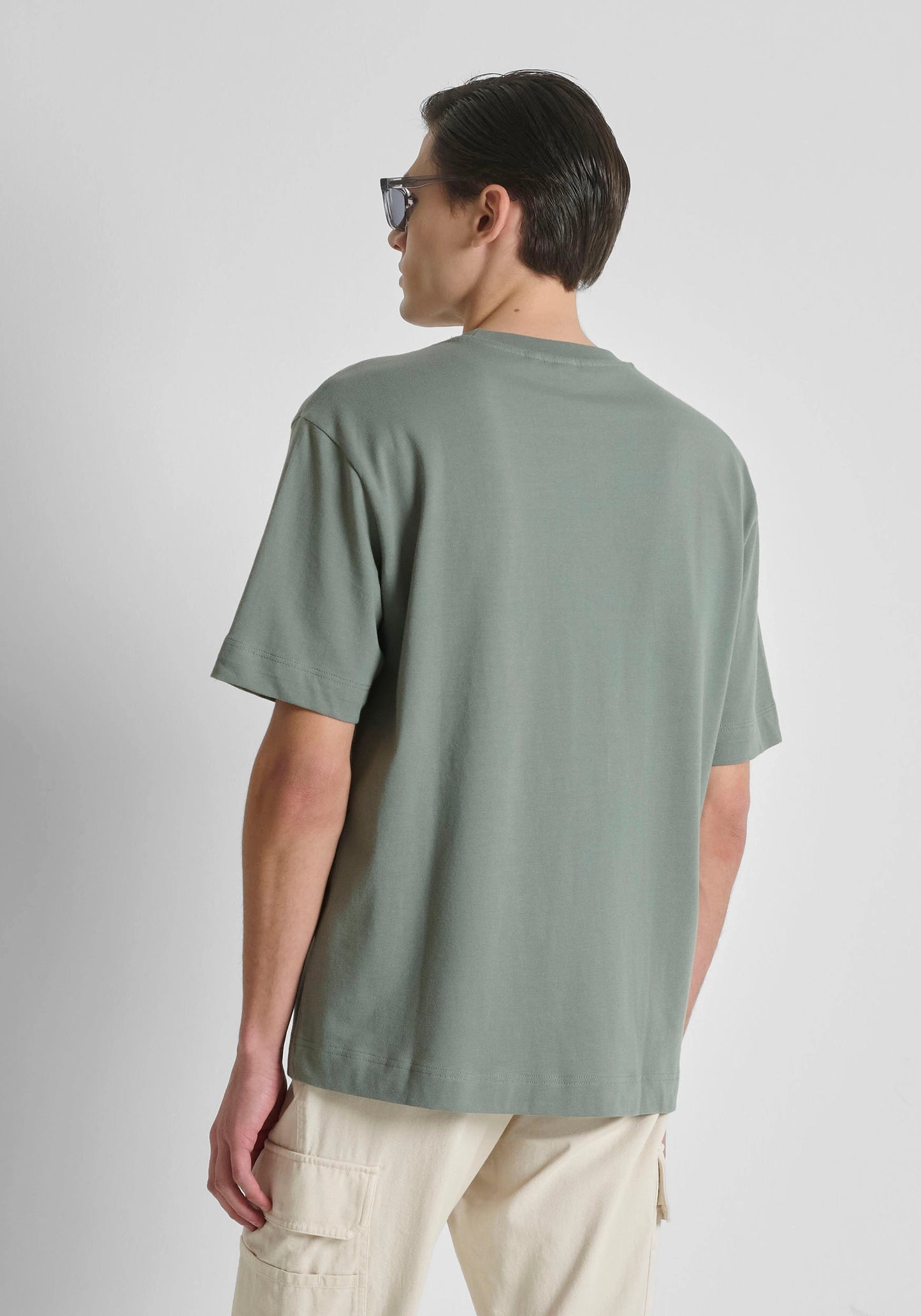 BOXY FIT COTTON JERSEY CREW NECK T-SHIRT WITH EMBROIDERED LOGO