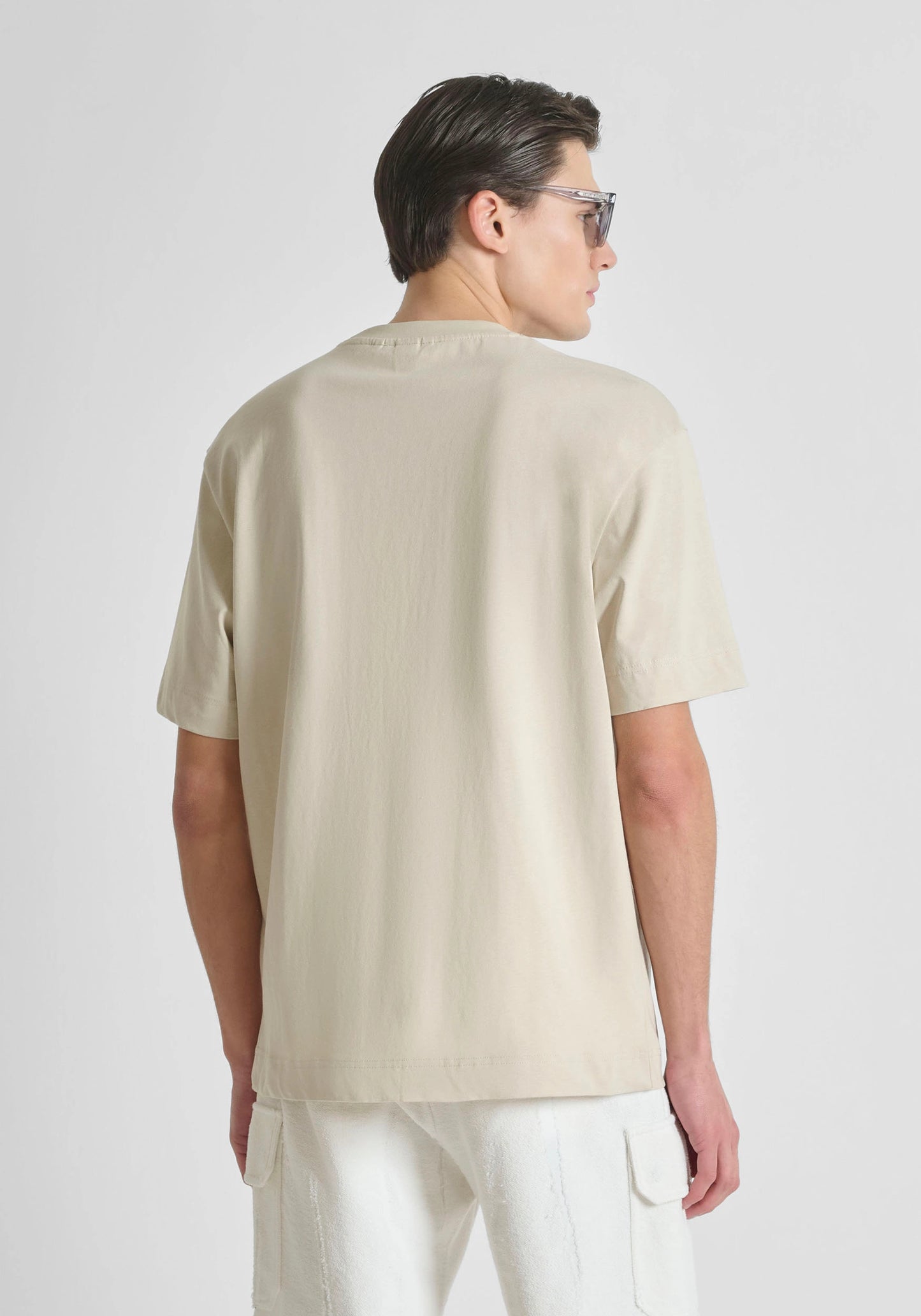 BOXY FIT COTTON JERSEY CREW NECK T-SHIRT WITH EMBROIDERED LOGO