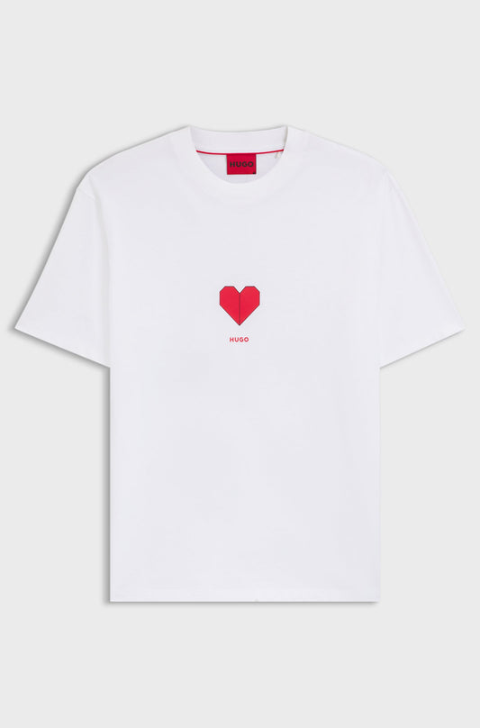 T-shirt en jersey unisexe de coton à imprimé cœur origami