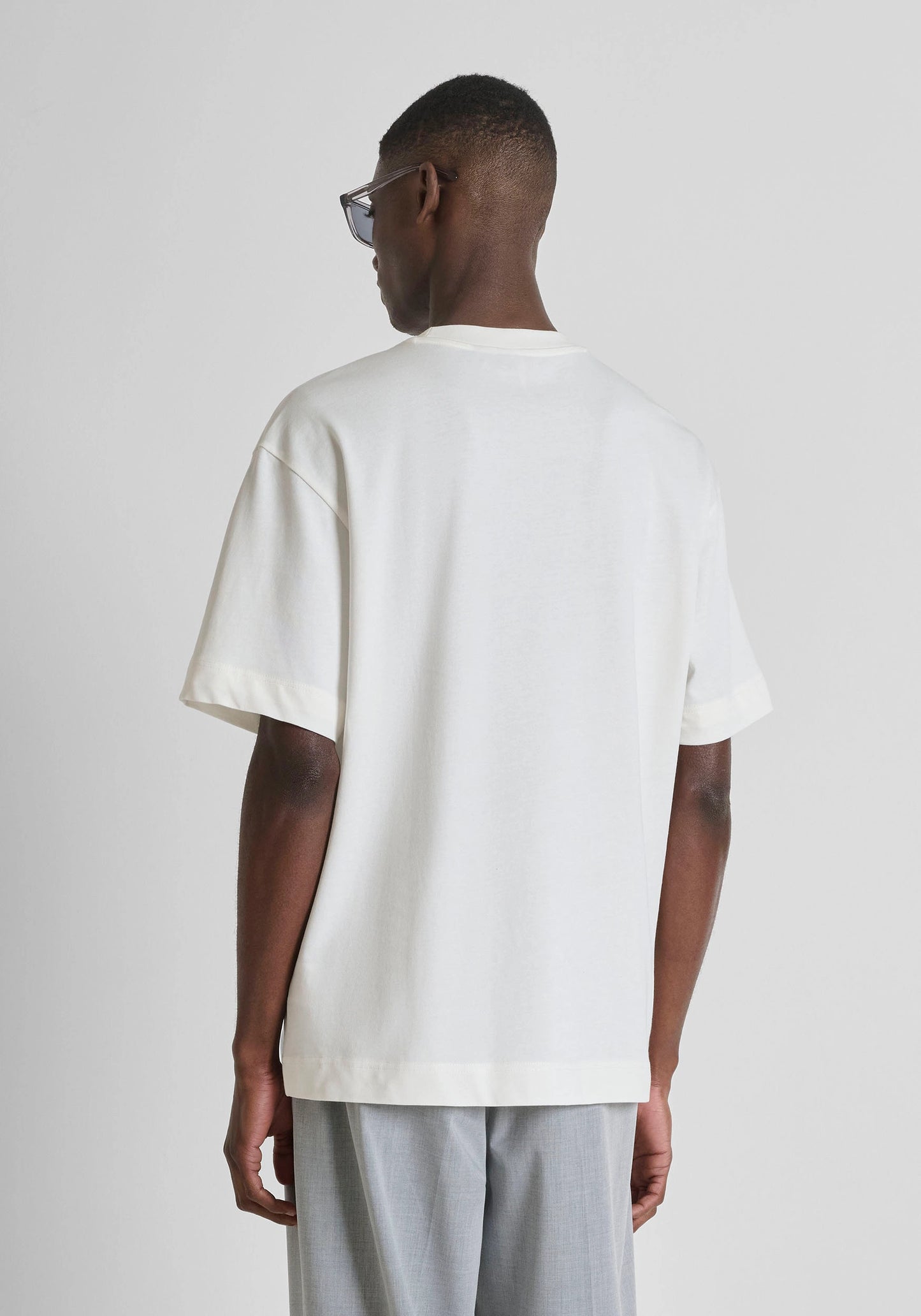 BOXY FIT COTTON JERSEY CREW NECK T-SHIRT WITH EMBROIDERED LOGO