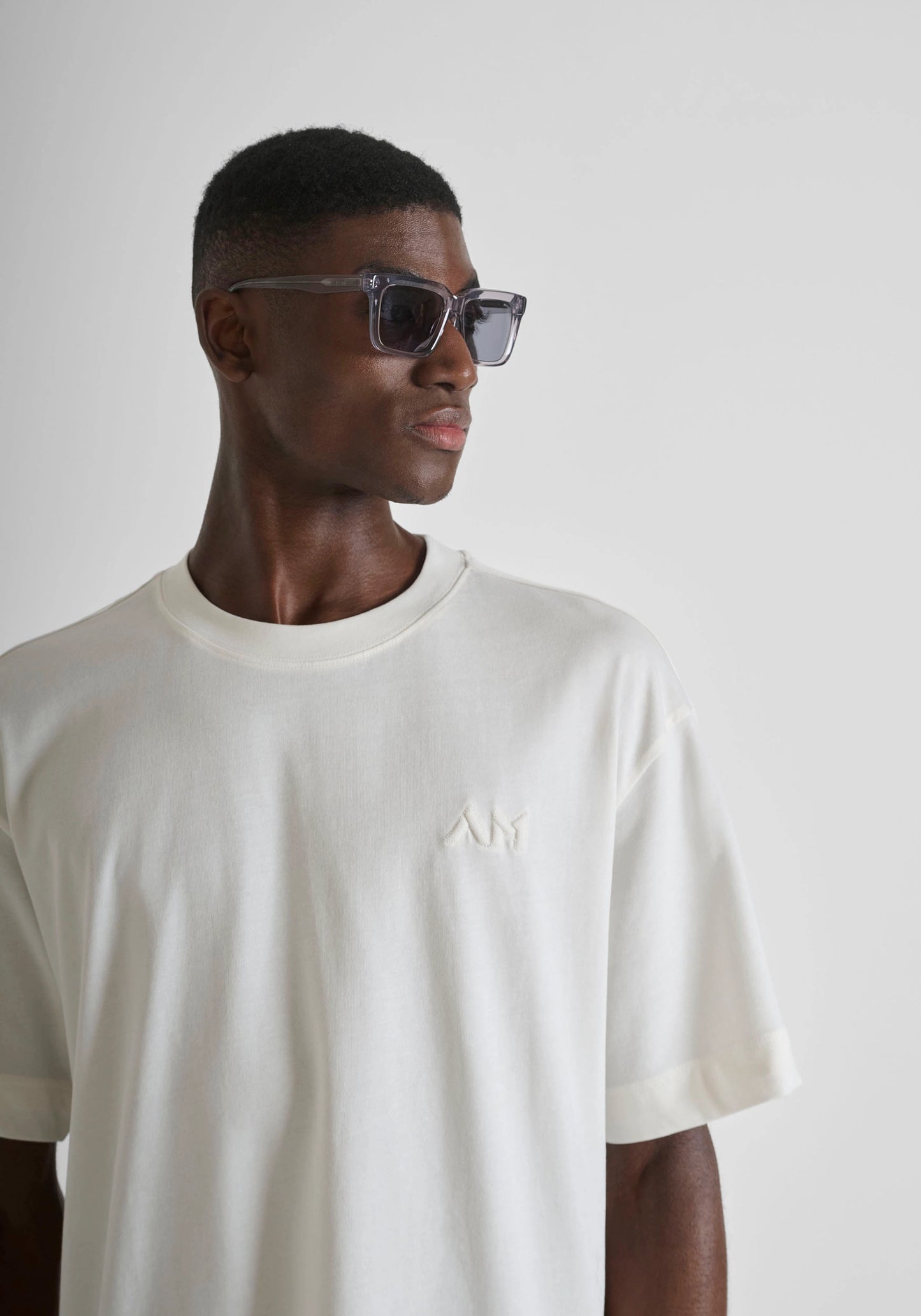 BOXY FIT COTTON JERSEY CREW NECK T-SHIRT WITH EMBROIDERED LOGO