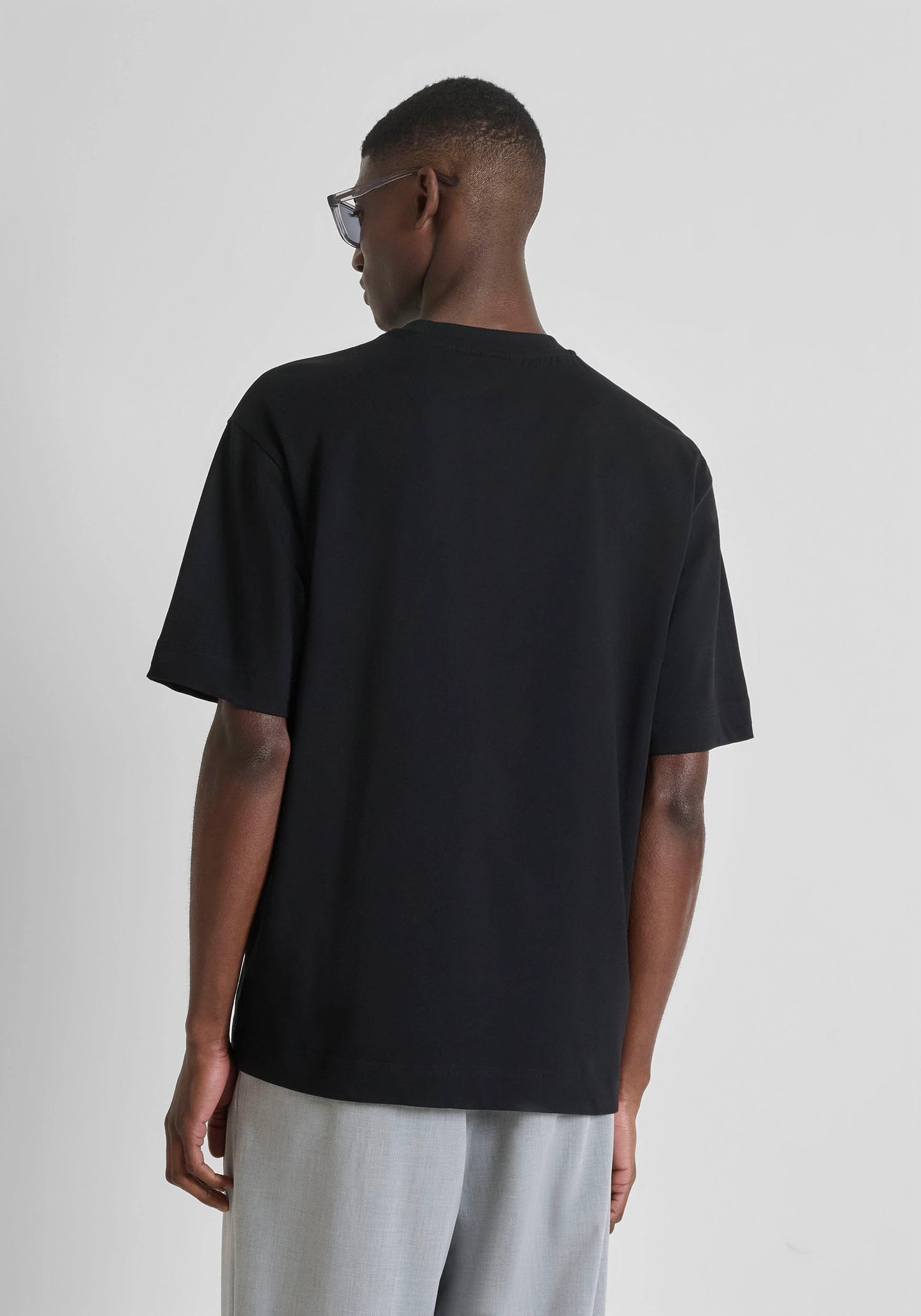 BOXY FIT COTTON JERSEY CREW NECK T-SHIRT WITH EMBROIDERED LOGO